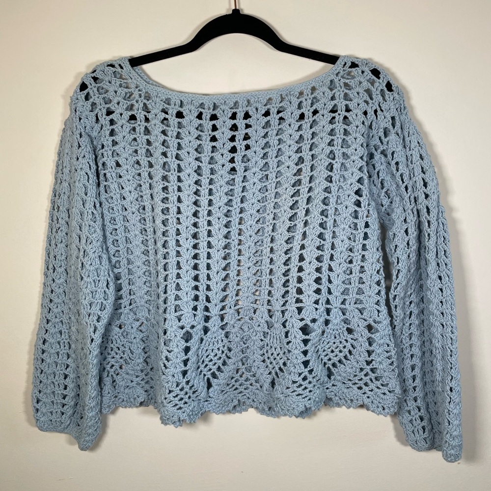 PURE Handknit 100% cotton women’s crochet sweater. Size S/M.
